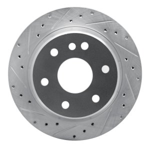 Cadillac Escalade Brake Rotor (1) - Rear Left - R1 Concepts - Drilled & Slotted - Silver - `00-`14